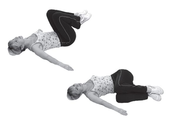 Kalça ekleminin artrozu için dizlerde bükülmüş bacaklarla egzersiz yapın